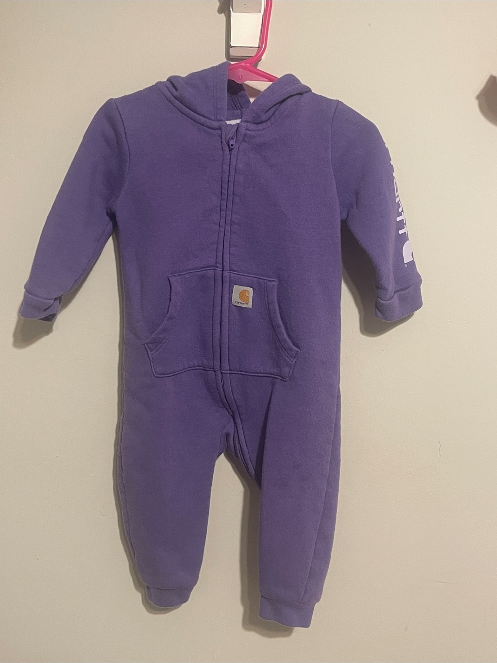Carhartt purple 9 month French Terry Long-Sleeve Full-Zip Hooded Coveralls